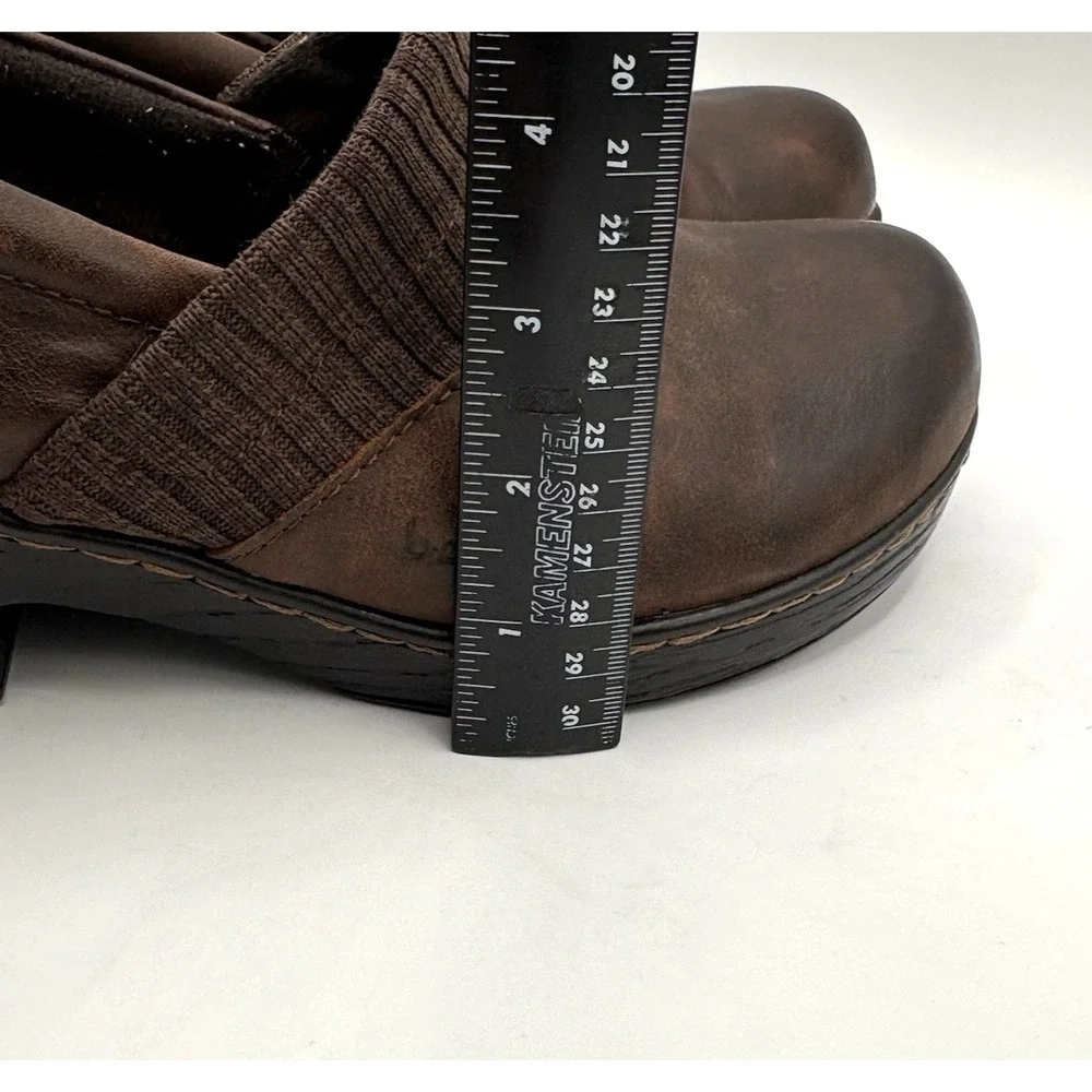 B.O.C. Born Daphnis Clogs‎ Women's Size 8.5 Brown Leather Knit Trim Slip On Shoe - Picture 7 of 9